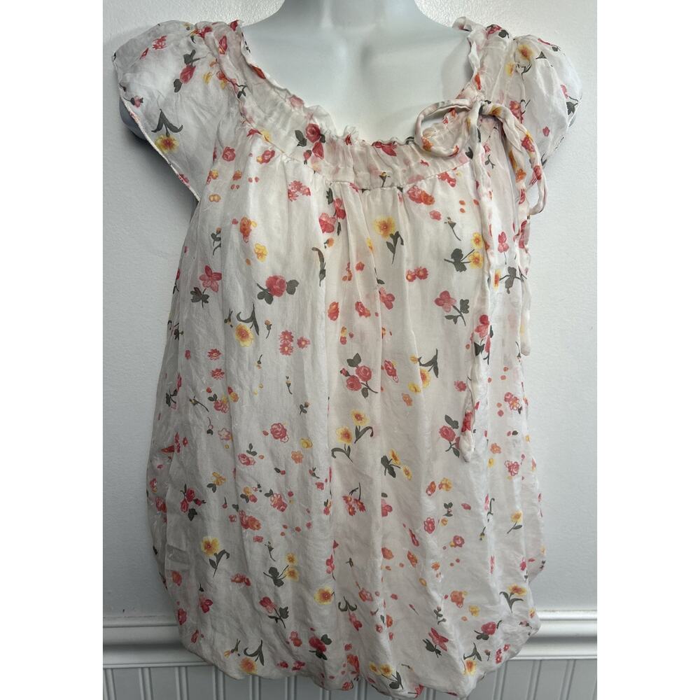 Tendenze Top Blouse Womens S Pink Floral Silk Flowy Cottagecore S/S Italy Dainty